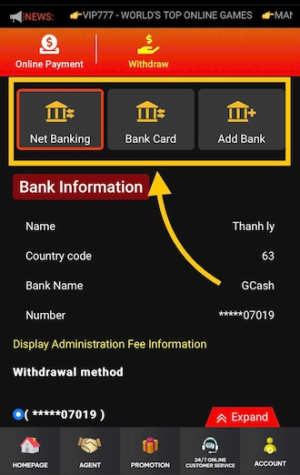 Step 1: Select your withdrawal account.